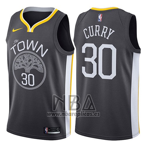 Camiseta Golden State Warriors Stephen Curry NO 30 Statement 2017-18 Negro